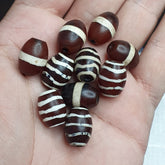 BEAUTIFUL LOT Vintage Old Himalayan Indo Tibetan Etched Agate Beads lot 10 Beads